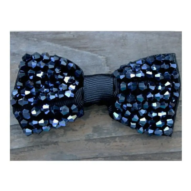 Gatsby Jet Beaded Dog Collar Bow XS/S