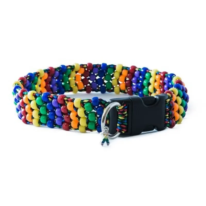 Rainbow Beaded Dog Collar Buckle