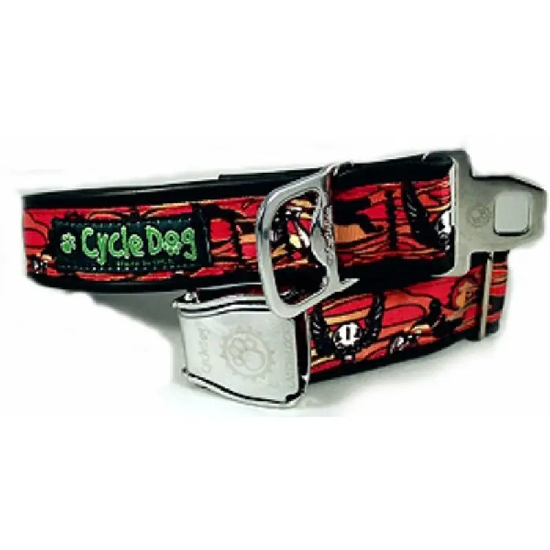 Skulls & Bike Aluminum Latch-Lock Dog Collars Medium Collar