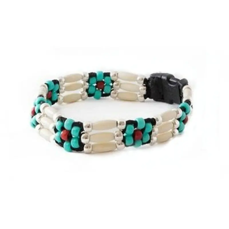 Southwestern Beaded Comanche Flower Dog Collar Buckle