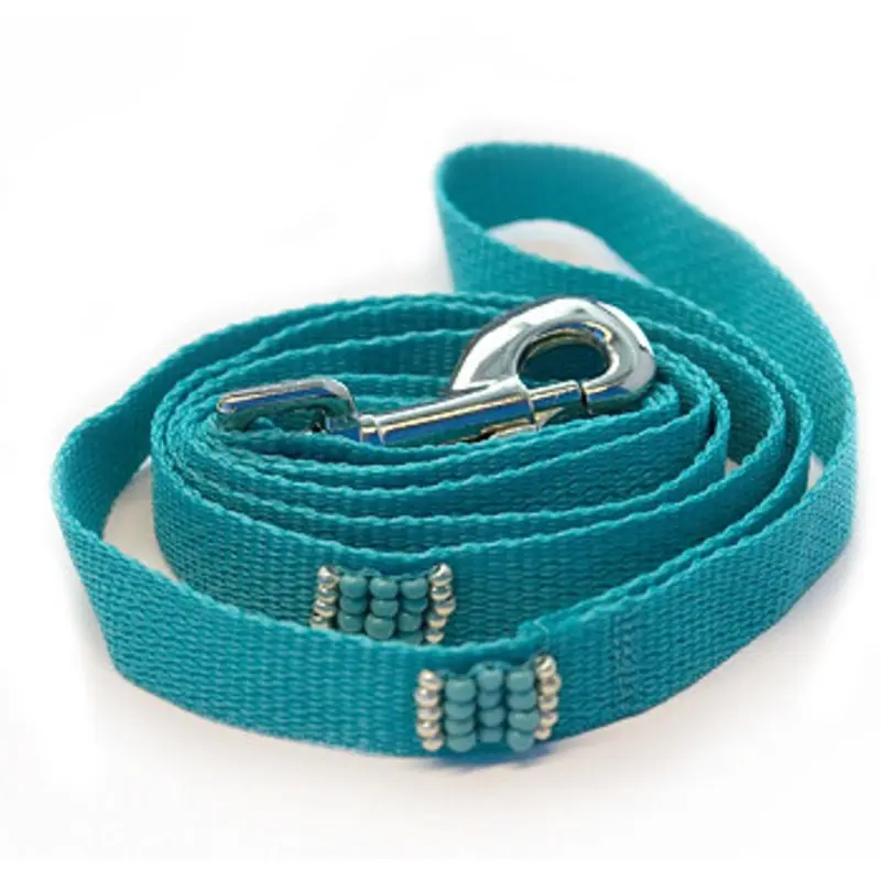 Southwestern Beaded Turquoise Dog Leash 4 Ft