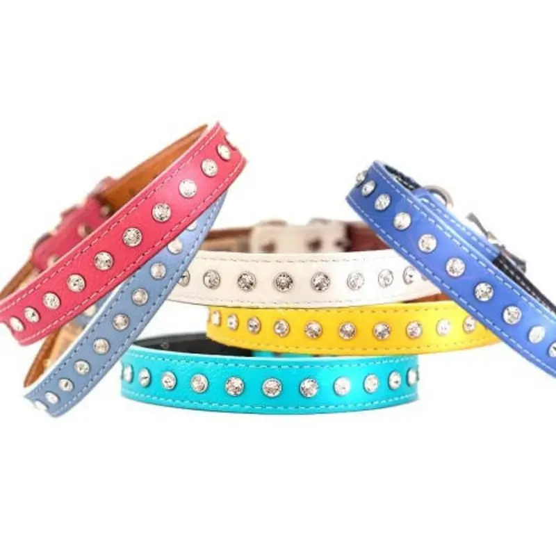 1 Row Crystallized Tuscan Dog Collars & Optional Leash - 14 colors