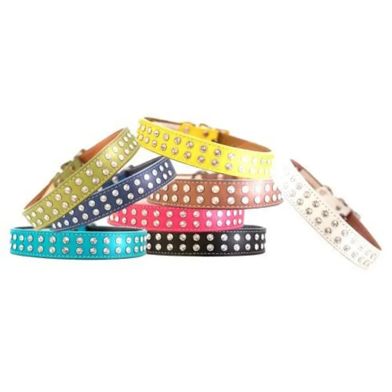 2 Row Crystallized Tuscan Dog Collars & Matching Leash - More Colors
