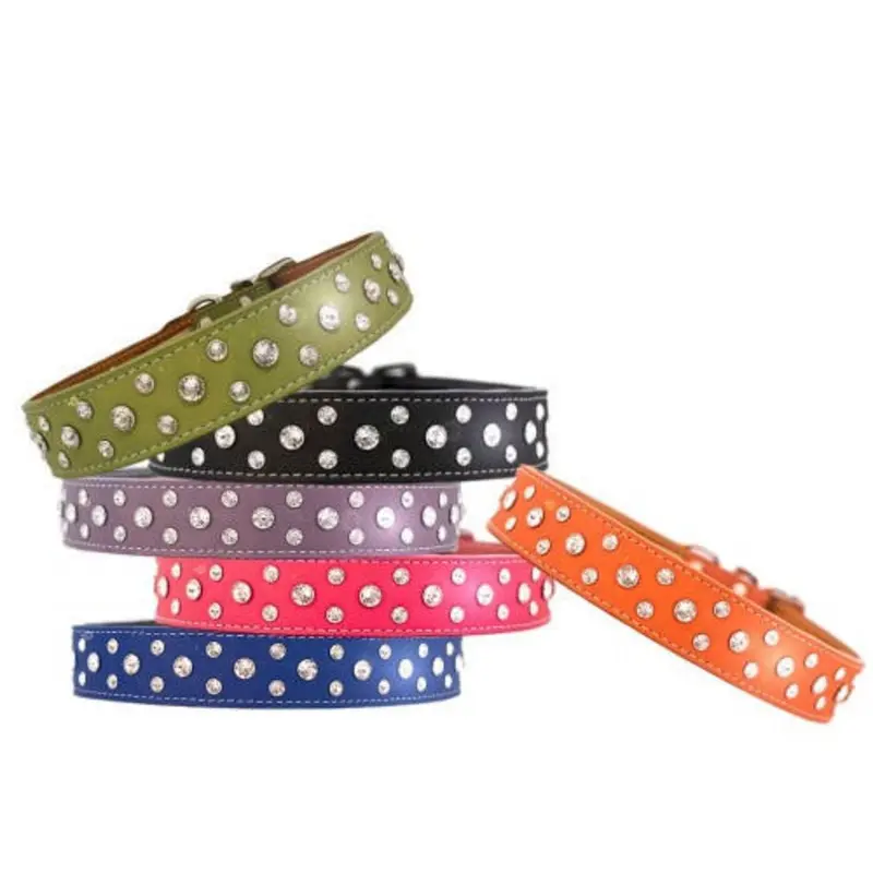 3 Row Crystallized Tuscan Dog Collars & Matching Leash - More Colors