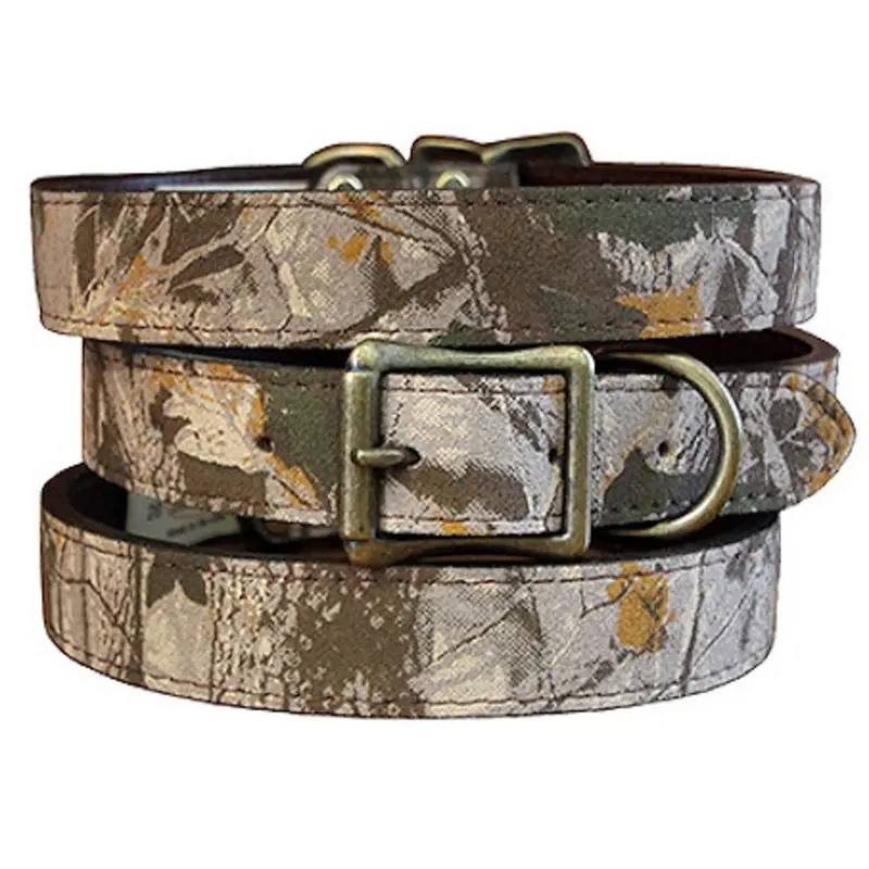 Earth Camouflage Leather Dog Collar