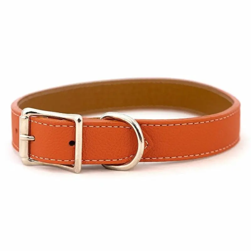 Tuscan Leather Dog Collar & Leash - Orange