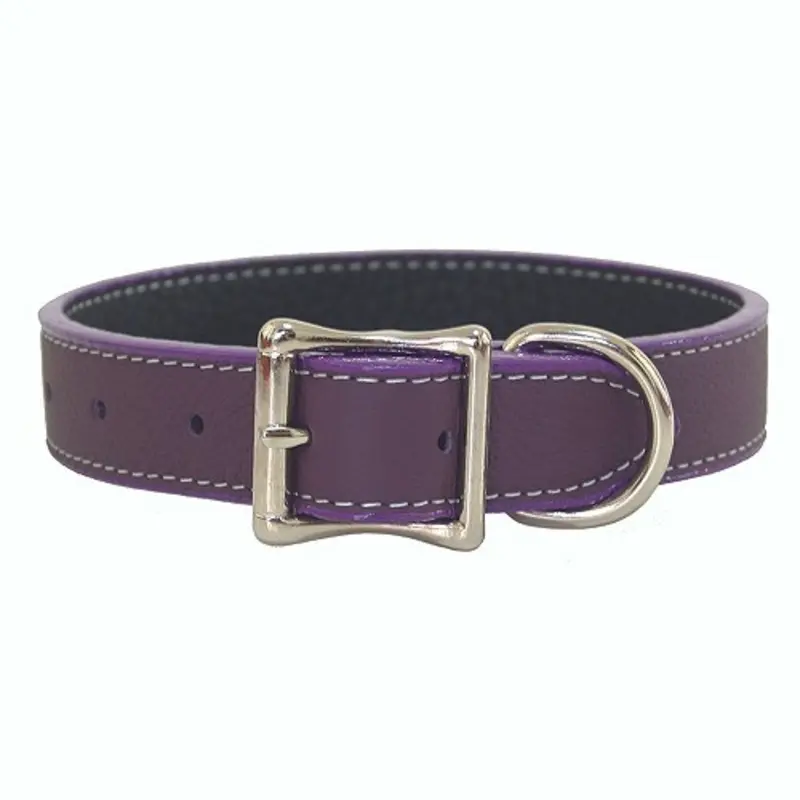 Tuscan Leather Dog Collar & Leash - Purple