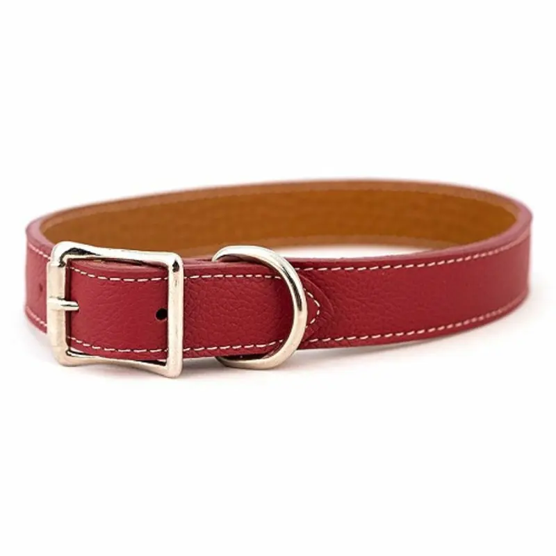 Tuscan Leather Dog Collar & Leash - Red