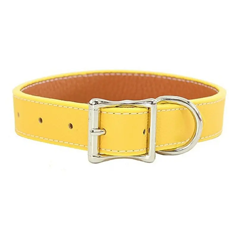 Tuscan Leather Dog Collar & Leash - Yellow