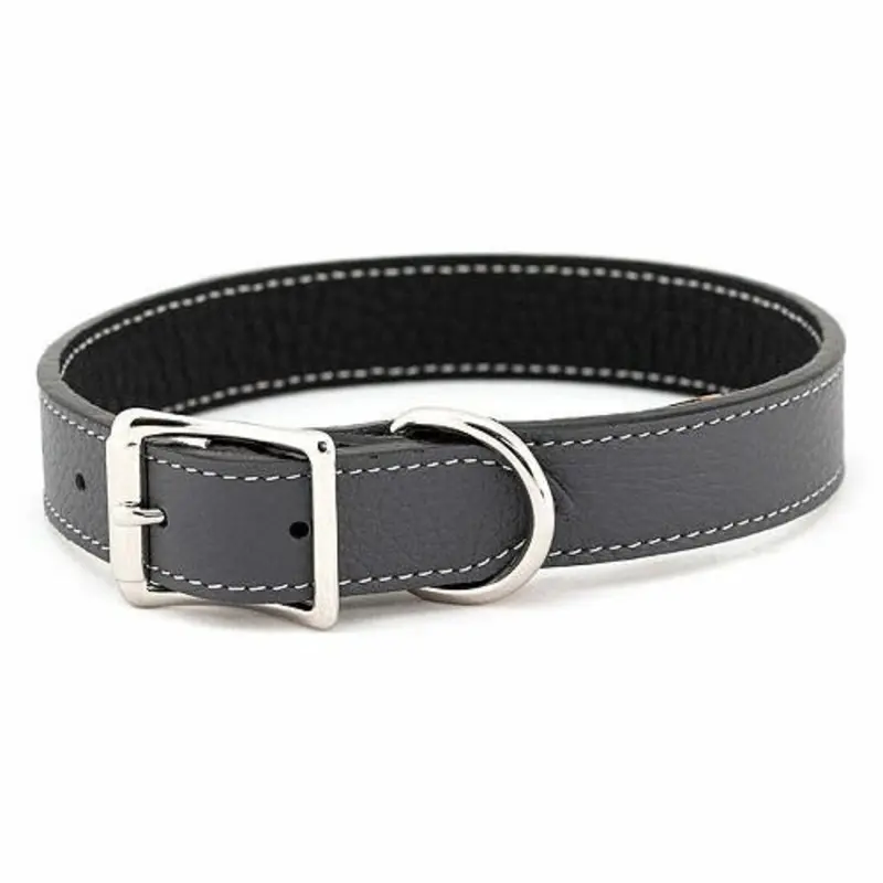 Tuscan Leather Dog Collar - Slate Gray