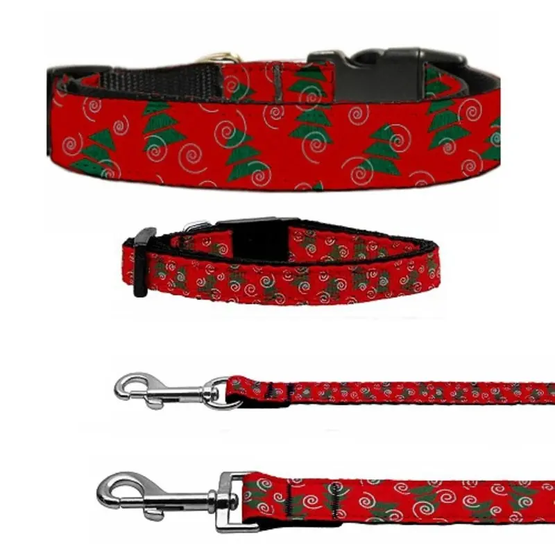 Christmas Trees Nylon Dog & Cat Collar & Matching Leash Yes, Add 3/8" x 4 ft Leash