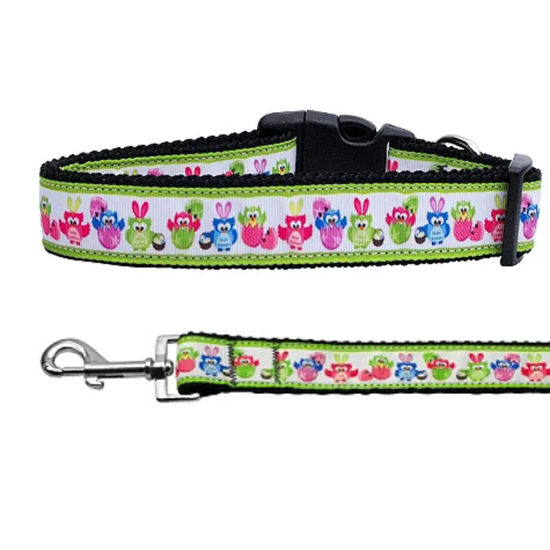 Easter Birdies Nylon Ribbon Dog Collar & Matching Leash