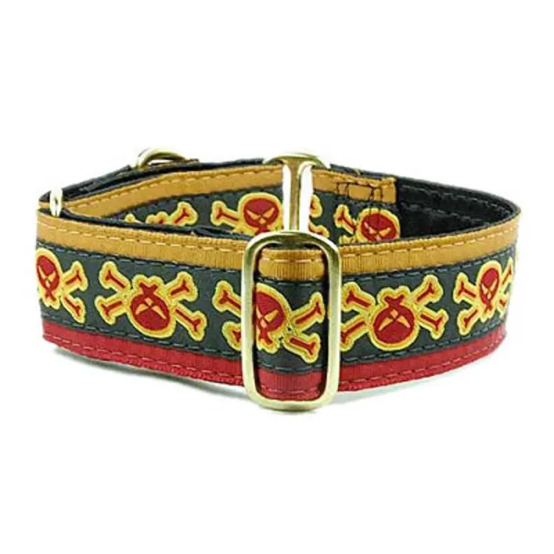 Skully Red Satin Lined Dog Collar