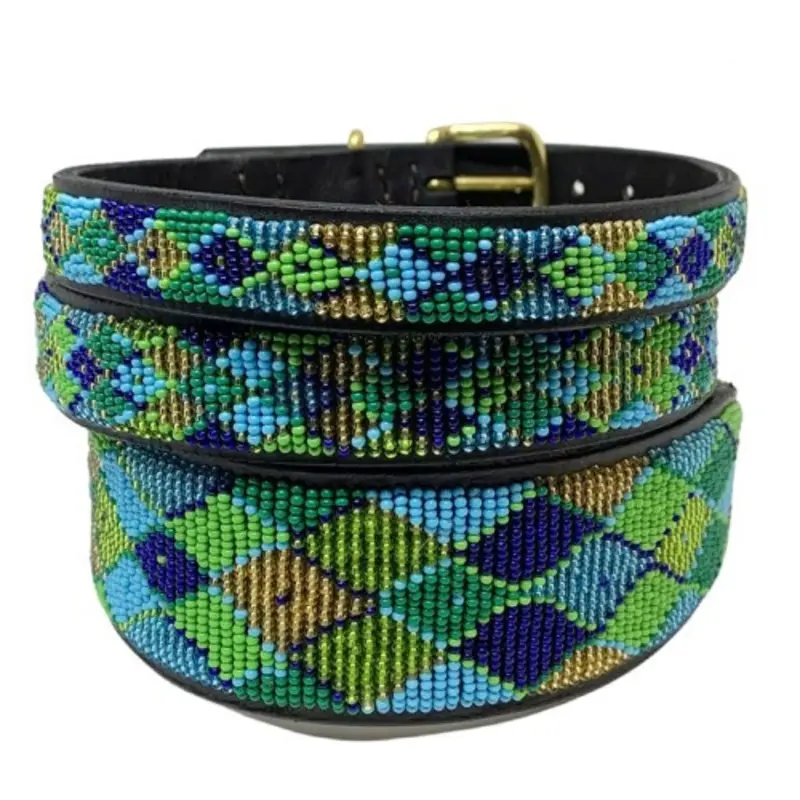 Argyle - Peacock African Beaded Collar & Leash Collection