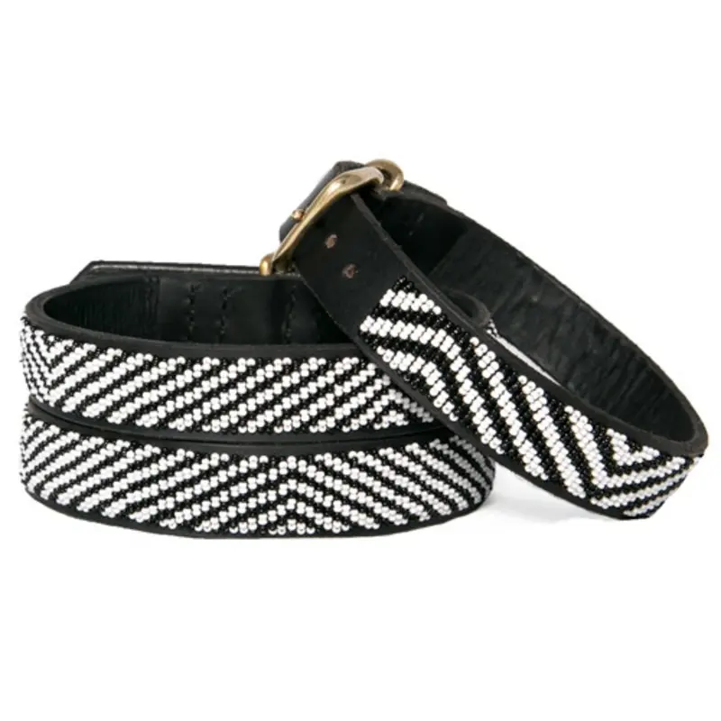 Zebra African Beaded Collar & Leash Collection