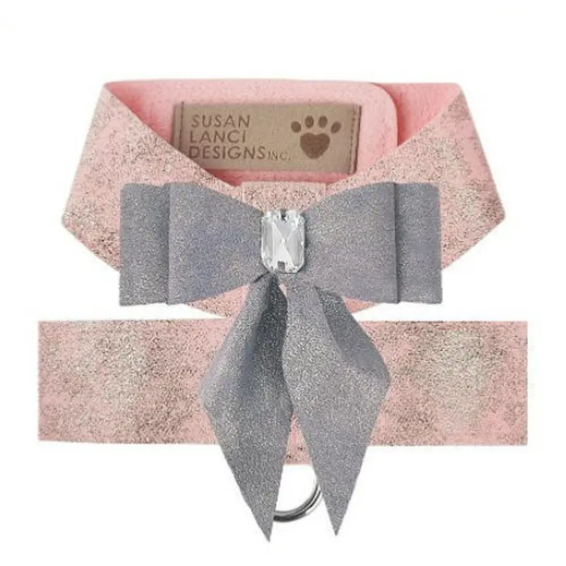 Pink Glitzerati w/ Platinum Glitzerati Tail Bow Tinkie Dog Harness