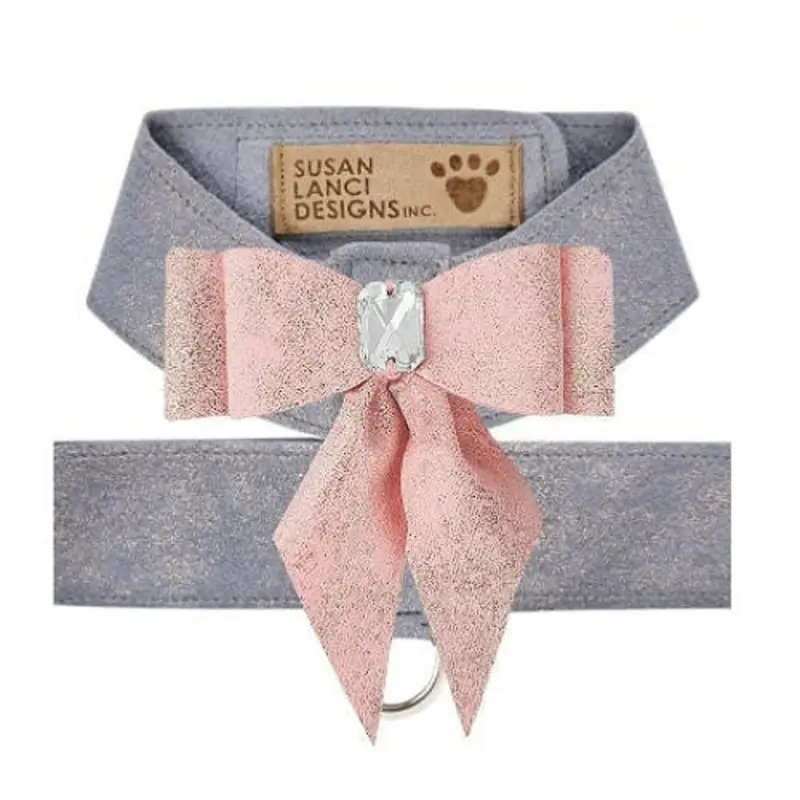 Platinum Glitzerati w/ Pink Glitzerati Tail Bow Tinkie Pet Dog Harness