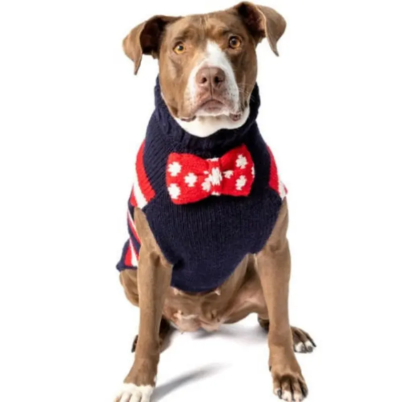 Bow Tie Wool Dog Sweater XXS