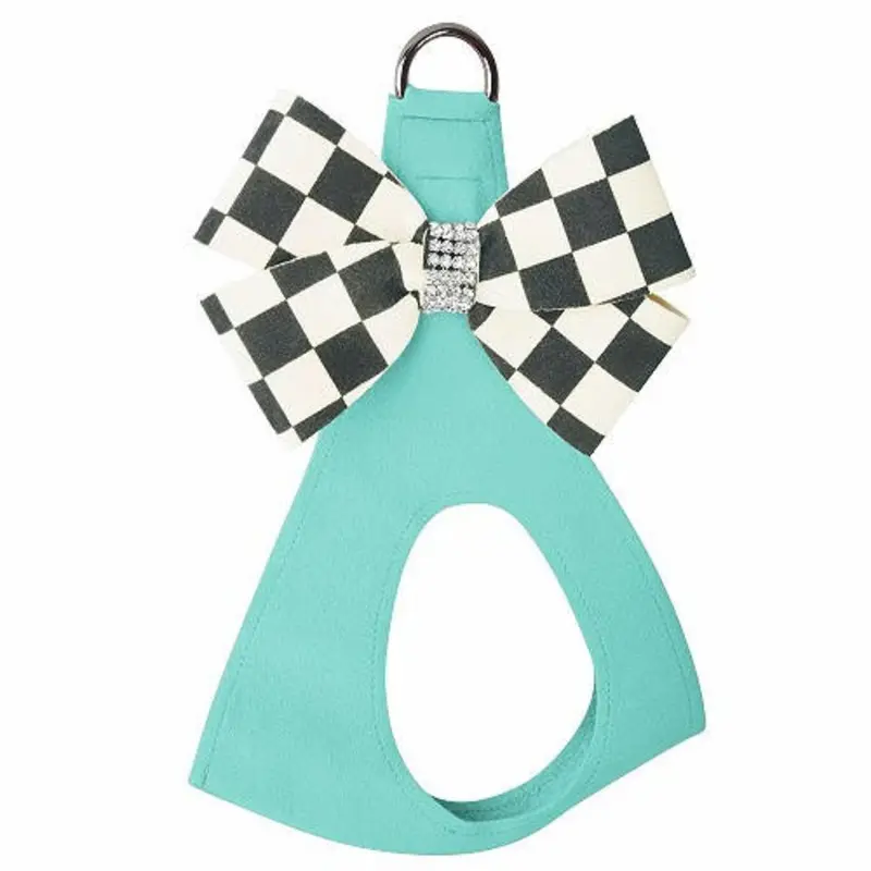 Windsor Check Tiffi Blue Nouveau Bow Dog Step in Harness Usually ships in 2-3 weeks.