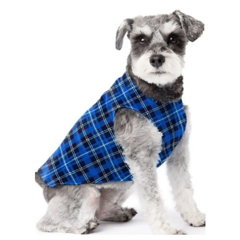 Gold Paw Stretch Fleece - Blue Plaid
