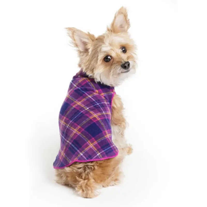 Gold Paw Stretch Fleece - Mulberry Plaid
