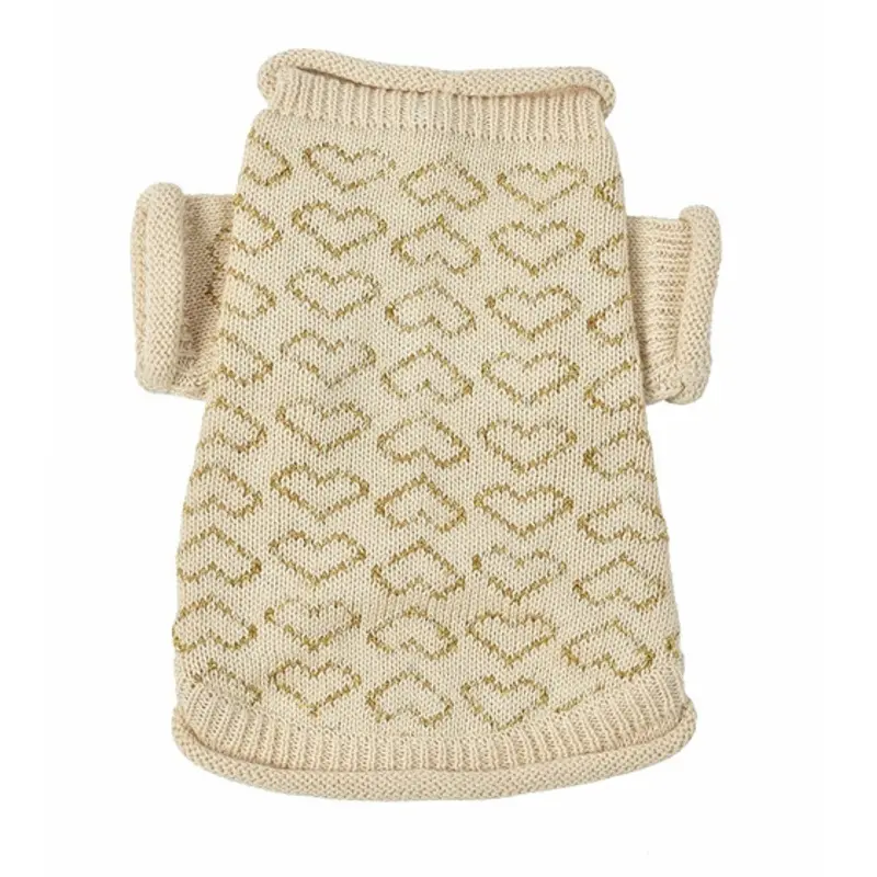 Heart to Heart Dog Sweater - Beige Small