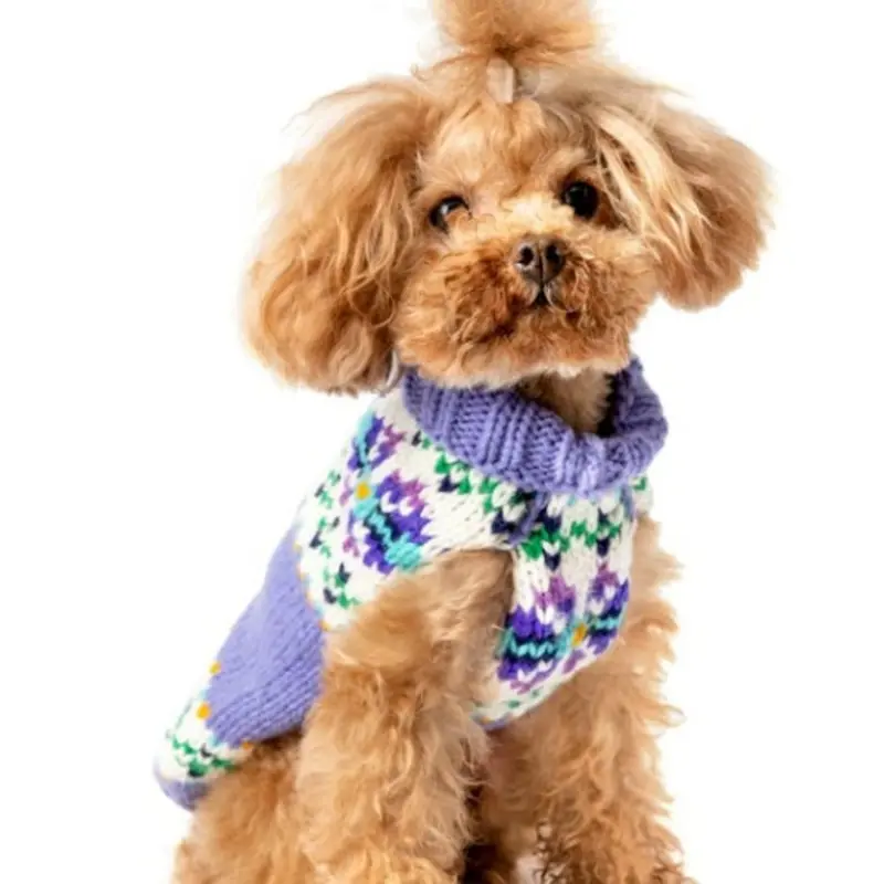 Lavender Flowers Wool Dog Sweater XXS