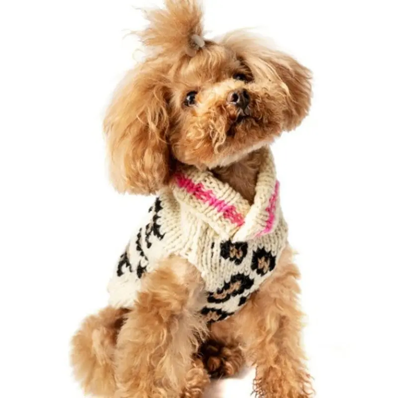 Leopard Print Wool Dog Sweater XXS