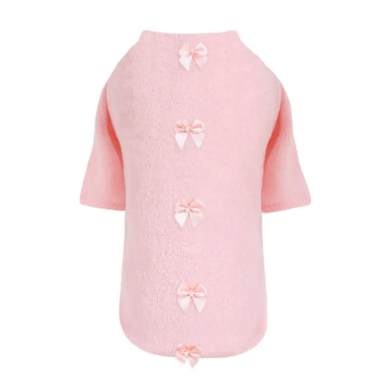 Peach Dainty Bow Dog Sweater XS