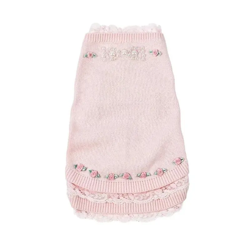 Pearls and Roses Dog Sweater Small