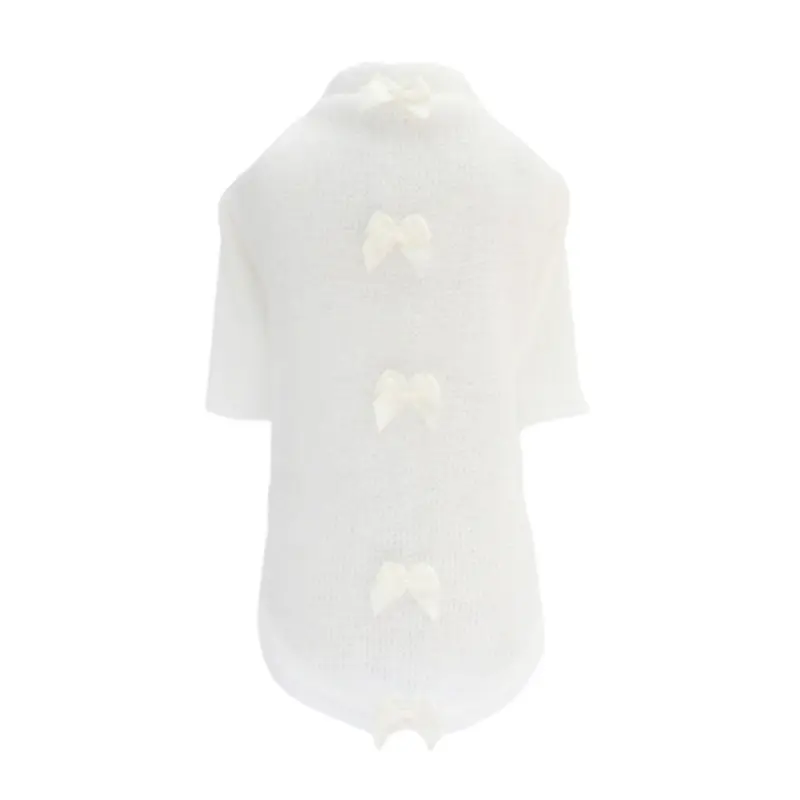 White Dainty Bow Dog Sweater XXS
