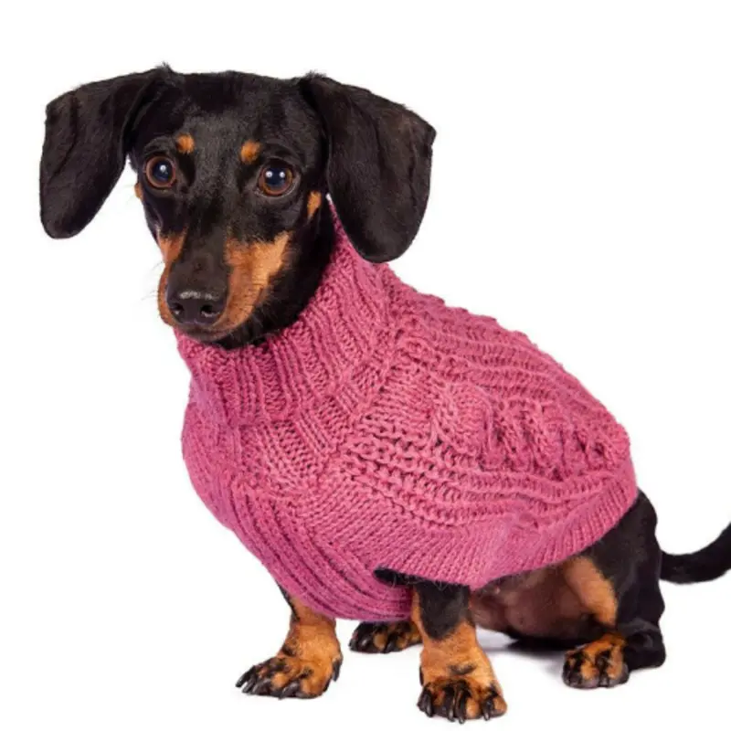 Alpaca Dog Sweater - Chunky Cable Pink