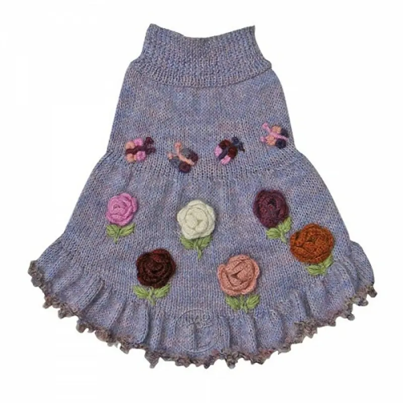 Alpaca Dog Sweater Dress - Forever Roses Medium