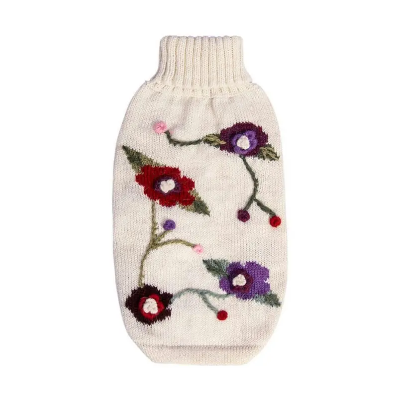 Alpaca Dog Sweater - Embroidered Flower