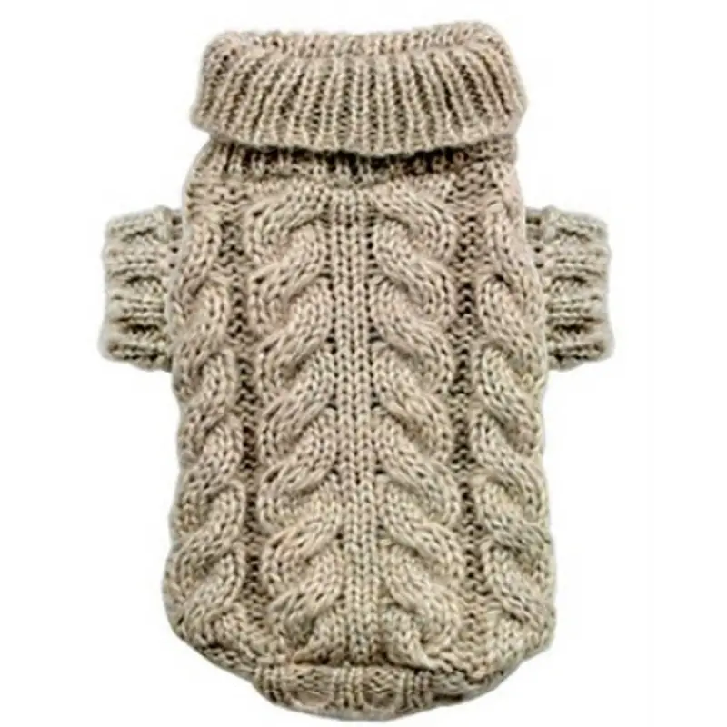 Angora Cable Knit Dog Sweater - Sand XS