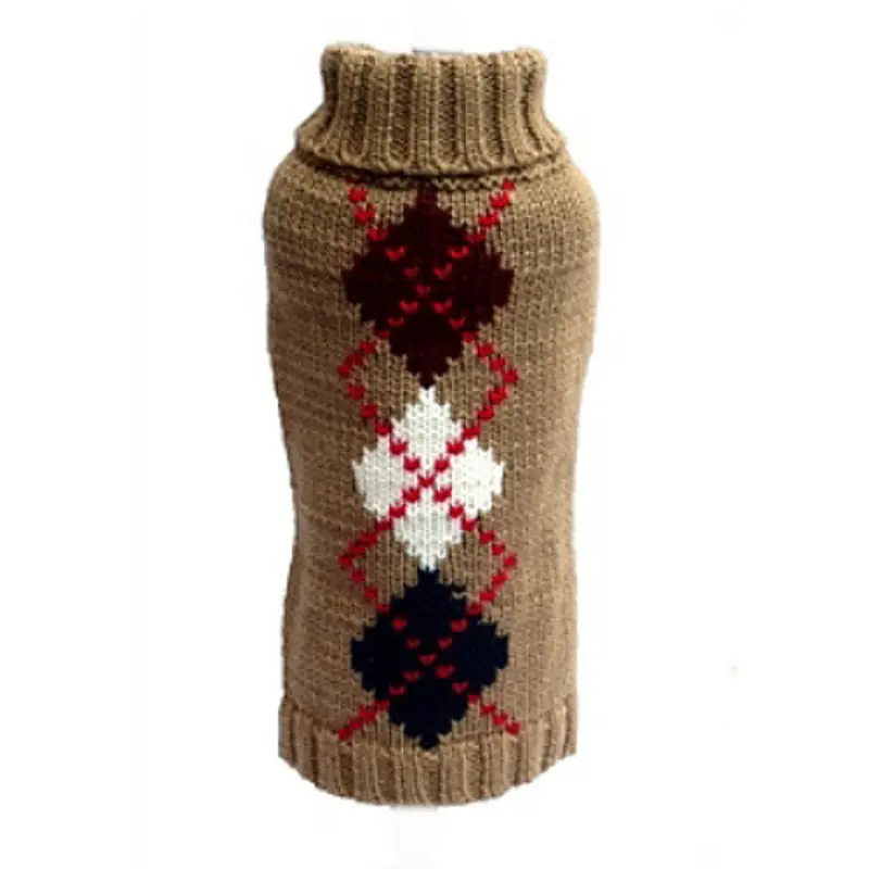 Brown Argyle Dog Sweater 6