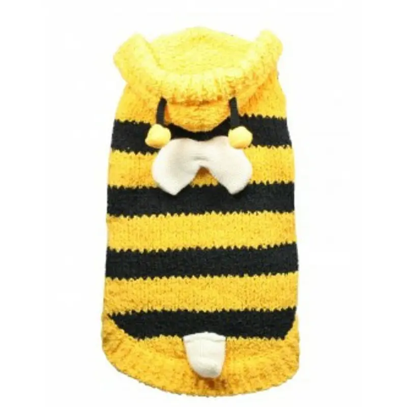 Chenille Bumble Bee Dog Hooded Sweater by Hip Doggie XS