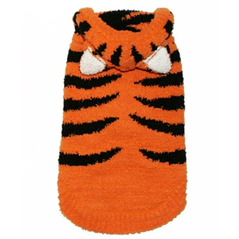 Chenille Tiger Hoodie Dog Sweater XS