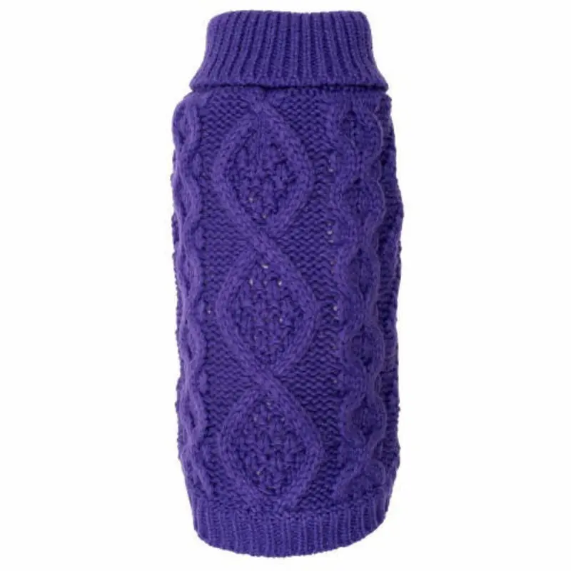 Chunky Knit Dog Sweater - Purple