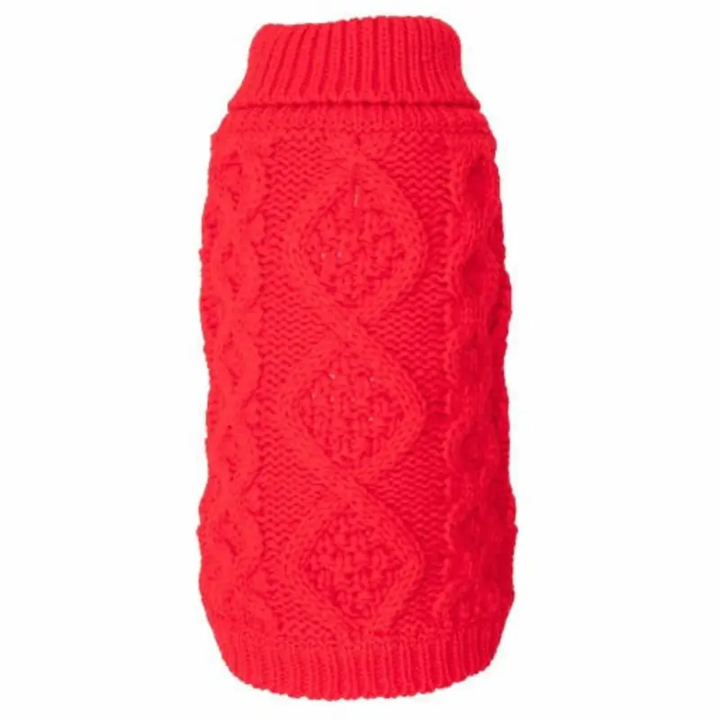 Chunky Knit Dog Sweater - Red