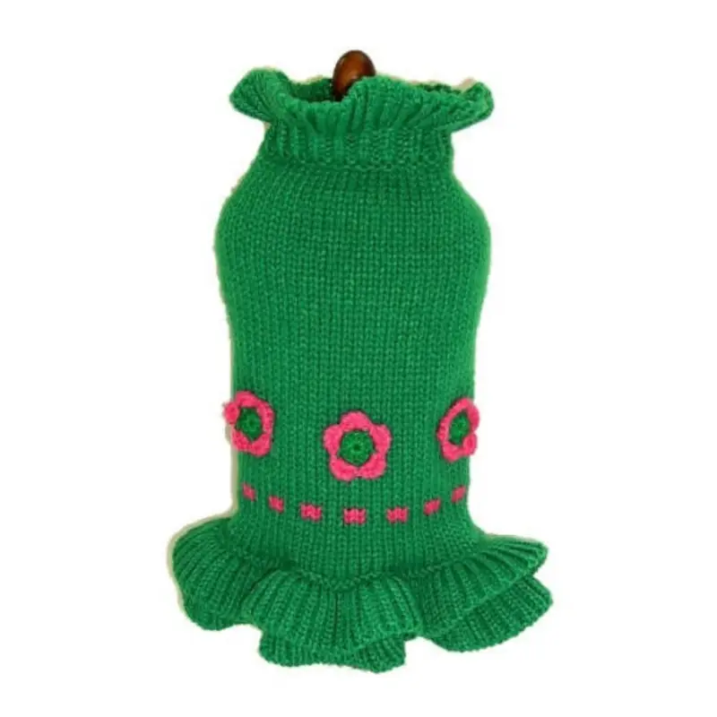 Fleur Rose Green Dog Sweater Dress 6
