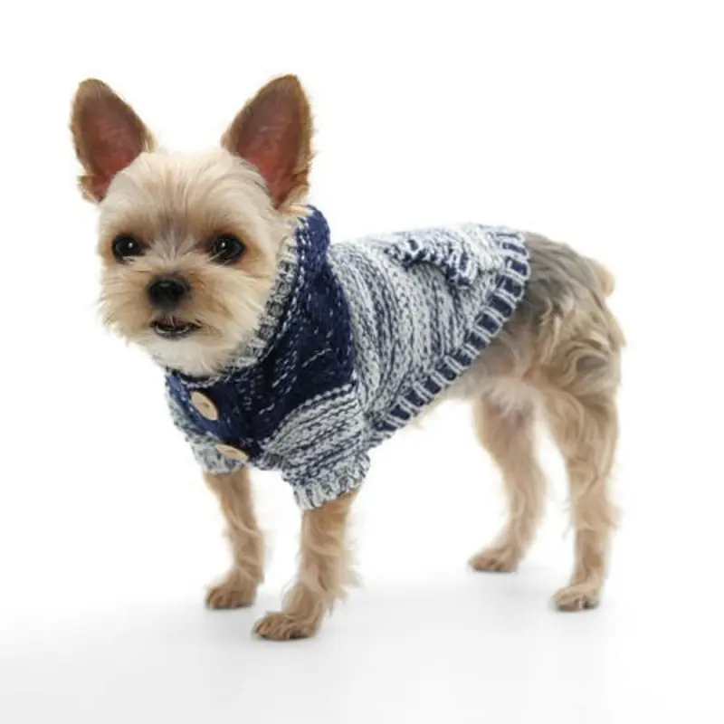 Gradient Hooded Dog Sweater - Navy Blue