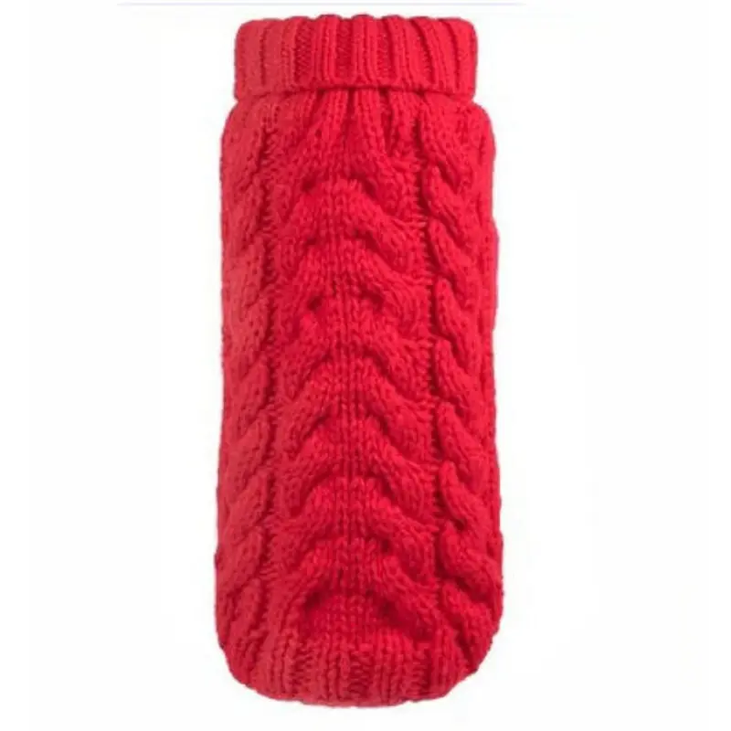 Hand Knit Red Turtleneck Dog Sweater1