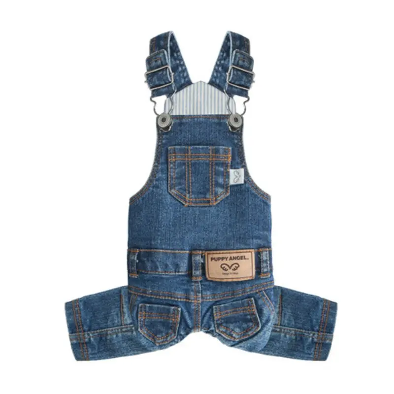 Puppy Angel Geolgine Daily Denim Overall Dog Pants - Indigo S