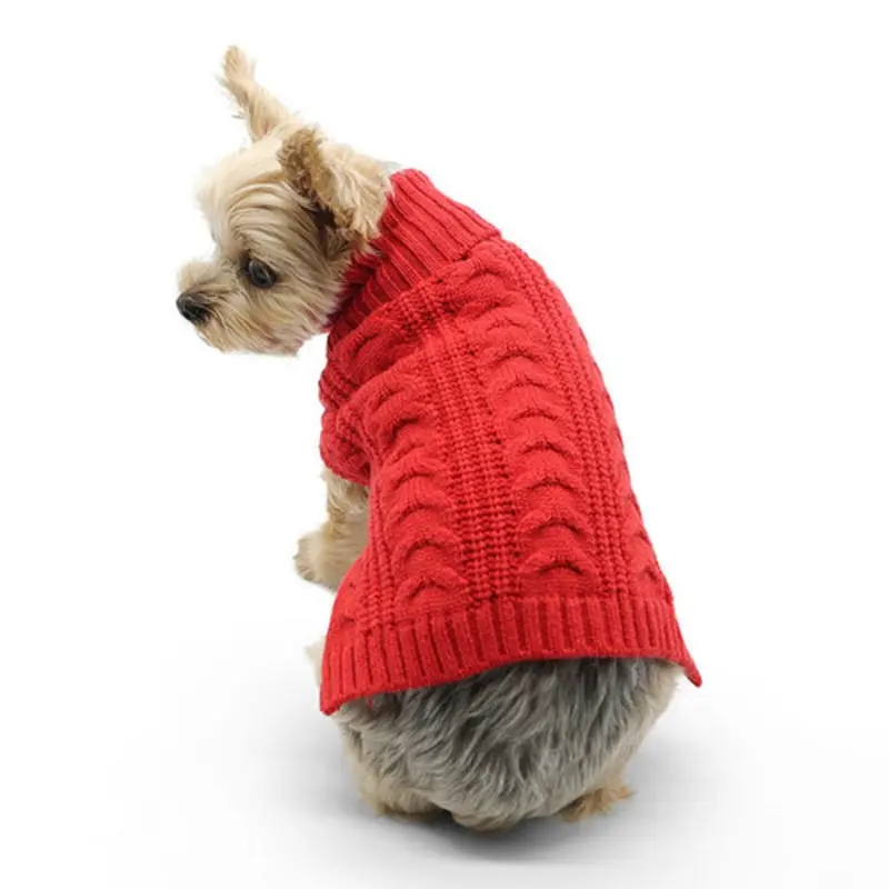 Red Cable Knit Dog Sweater