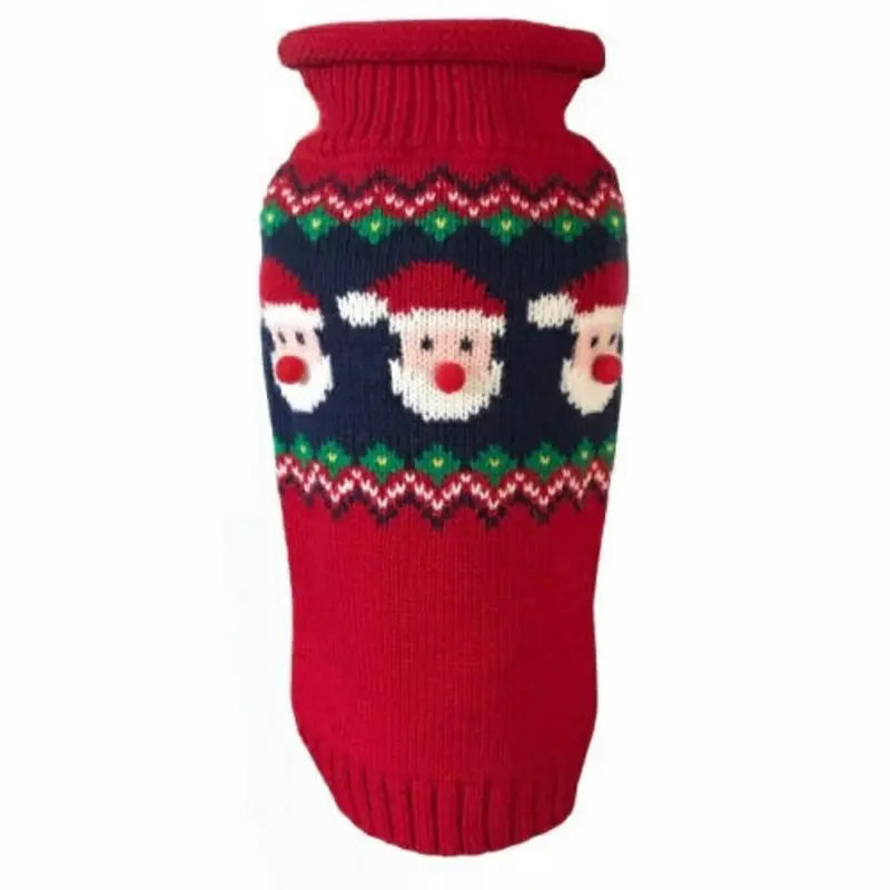 Santa Faces Fair Isle Dog Sweater 6