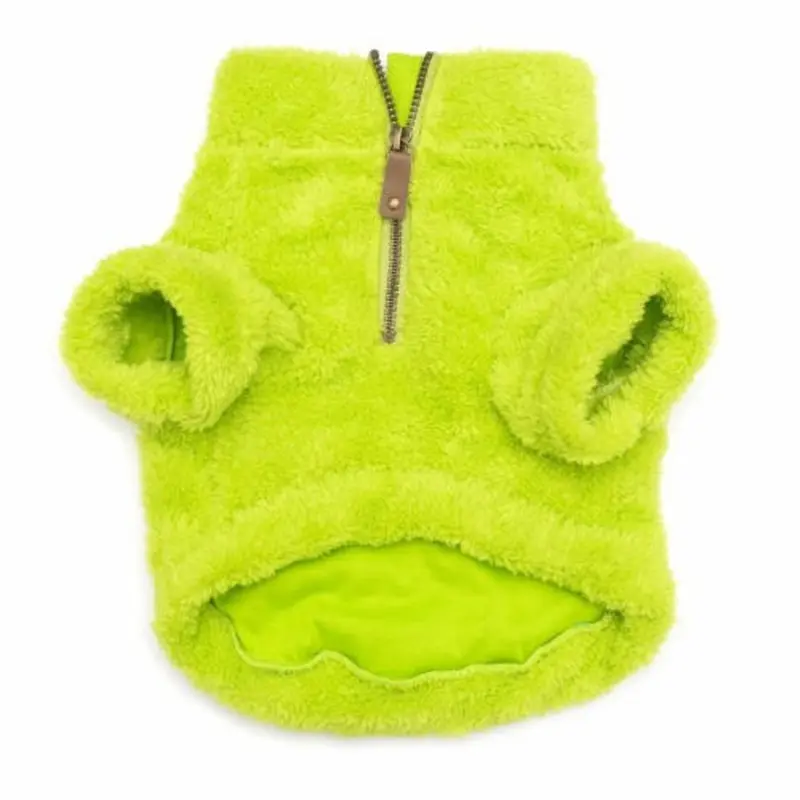 Solid Fleece 1/4 Zip Pullover Dog Sweater - Lime