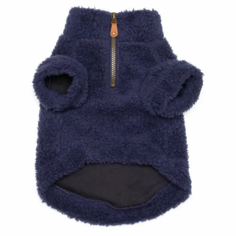 Solid Fleece 1/4 Zip Pullover Dog Sweater - Navy