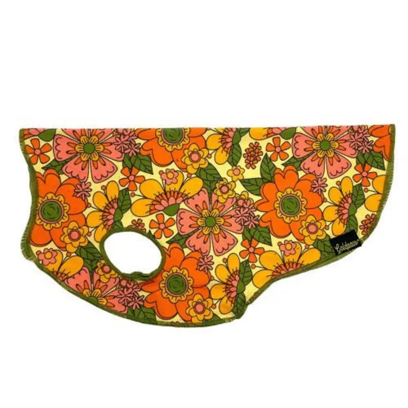 Sun Shield Pet Dog Tee - Orange Groovy Floral
