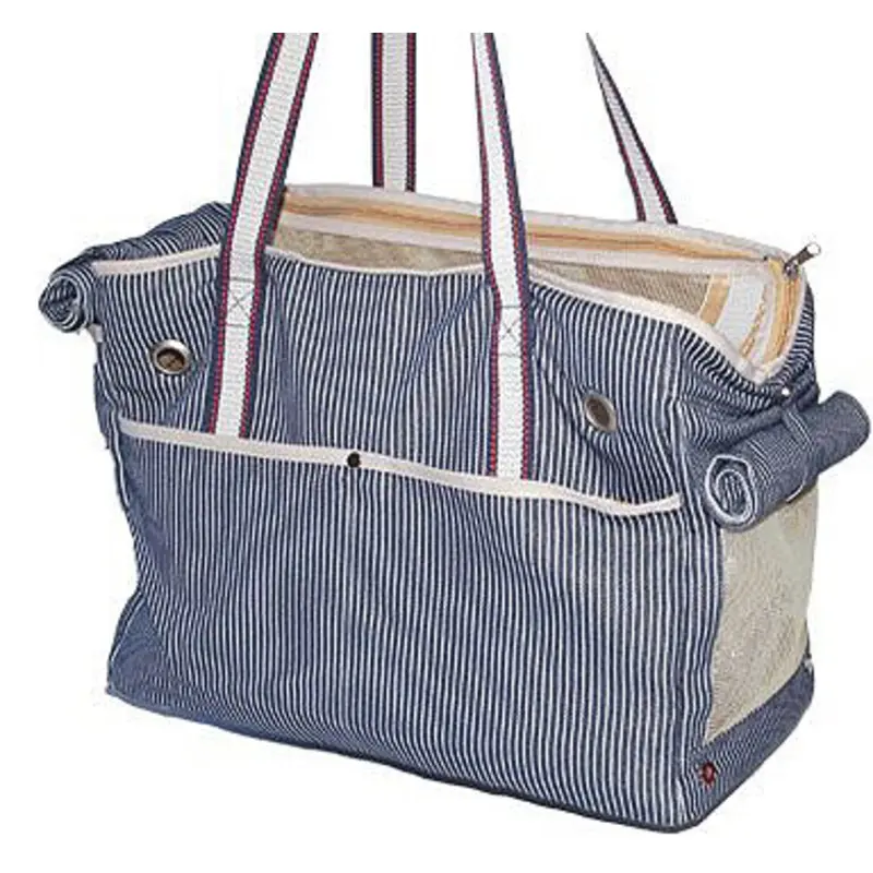 Big Nautical Blue Stripe Dog Tote Bag